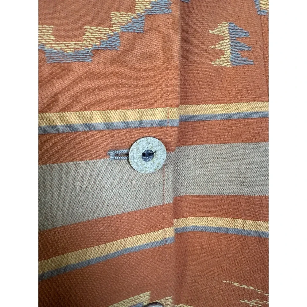 Coldwater Creek Southwestern Aztec Blazer Jacket 10 Coat Coral Orange Gray Lined